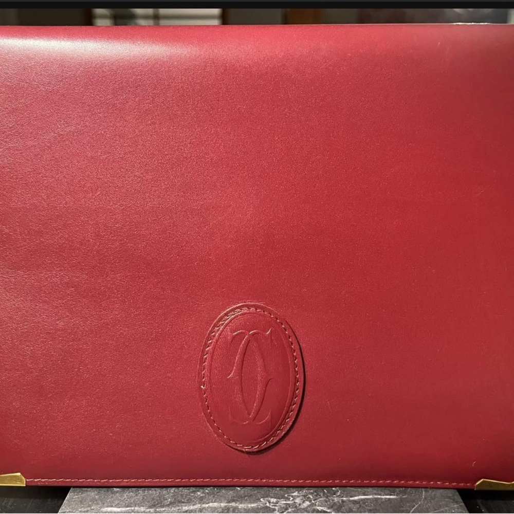 Cartier Red Leather Clutch/Portfolio